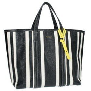 Balenciaga Barbes leather handbag black white